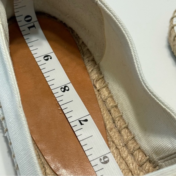 Tory Burch Double T Espadrilles Flats Women Size 10 White Canvas Coastal Summer - Picture 14 of 16
